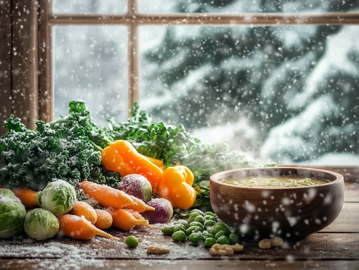 A colorful array of winter vegetables