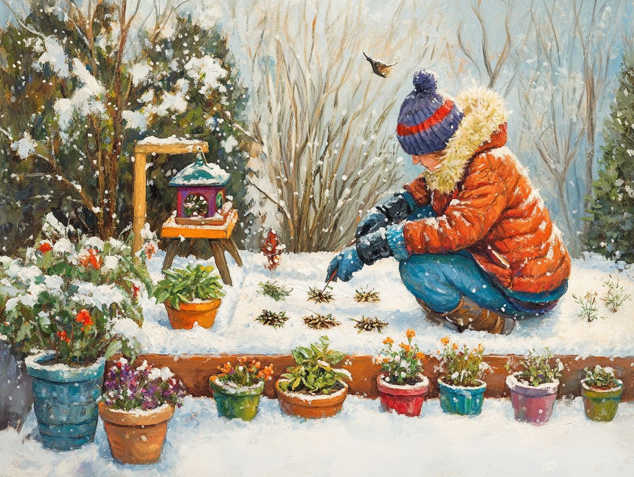 A family enjoying winter gardening together