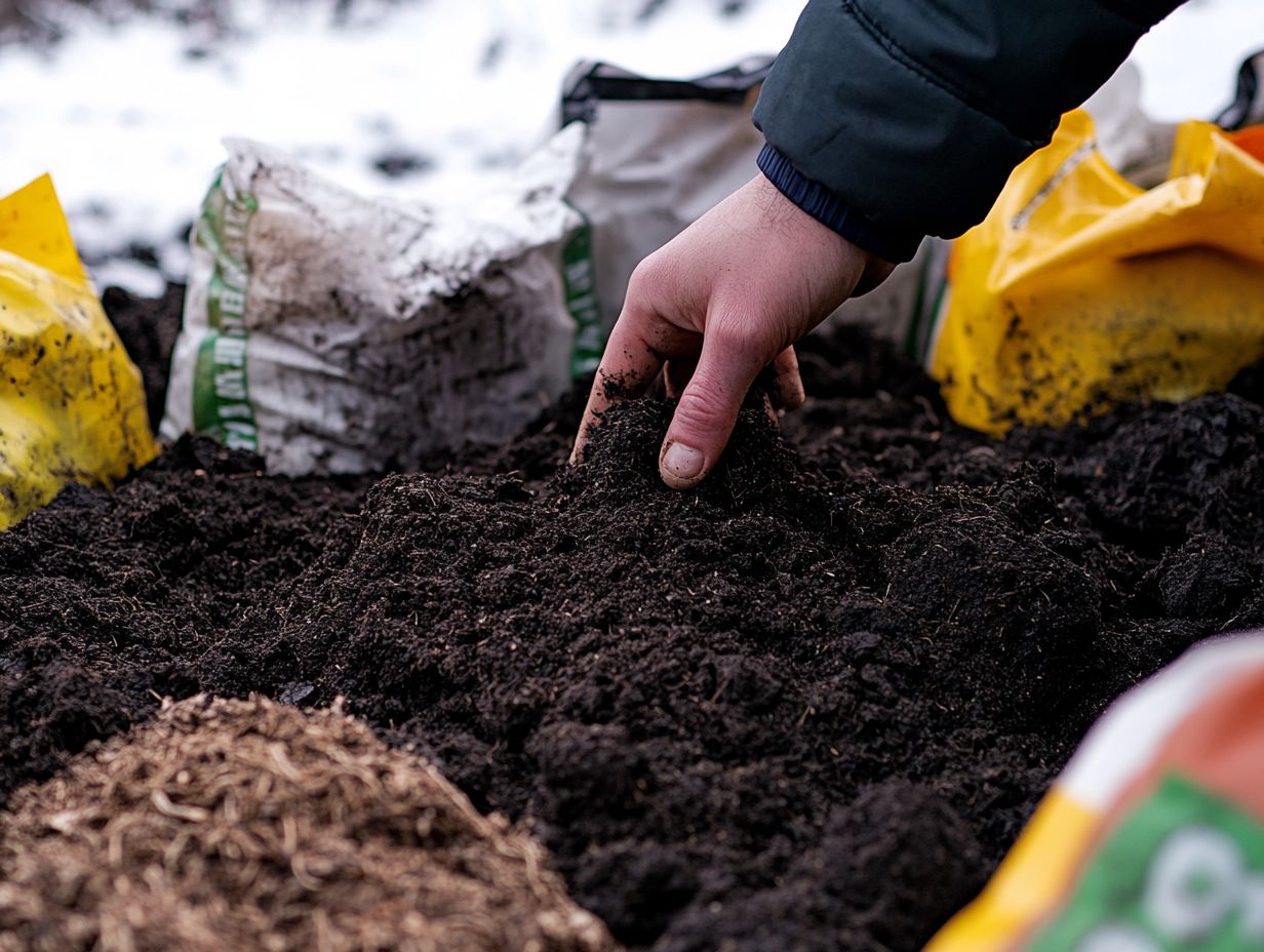 A garden scene illustrating the application of soil amendments.