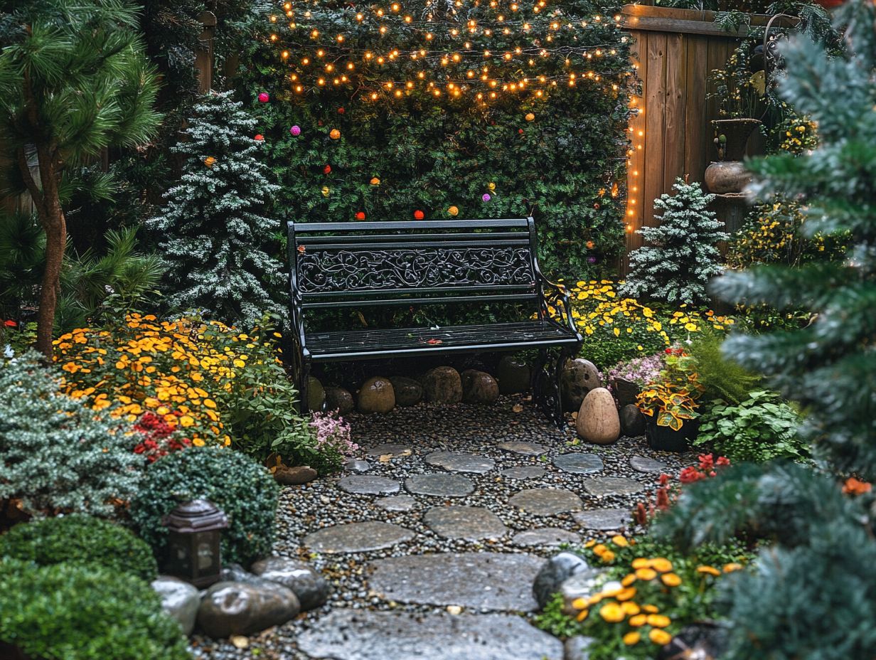 A beautifully designed winter garden showcasing various textures