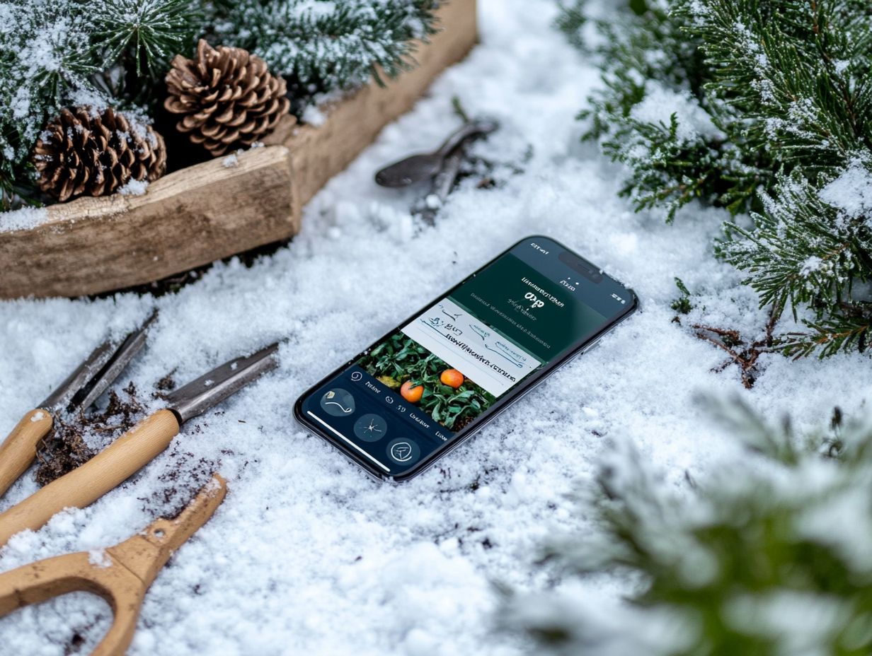 Illustration of key takeaways for winter gardening apps