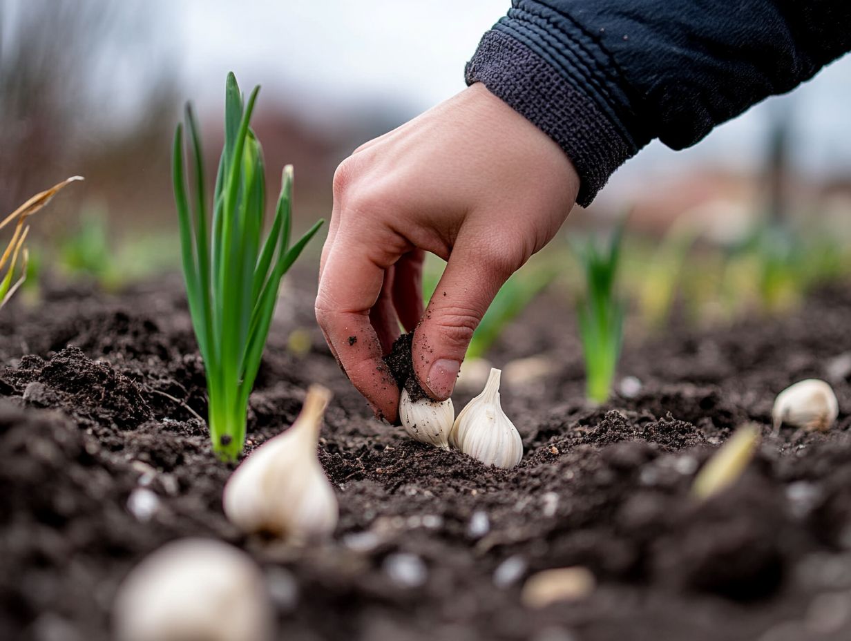 Infographic summarizing key tips for growing garlic in cold weather.