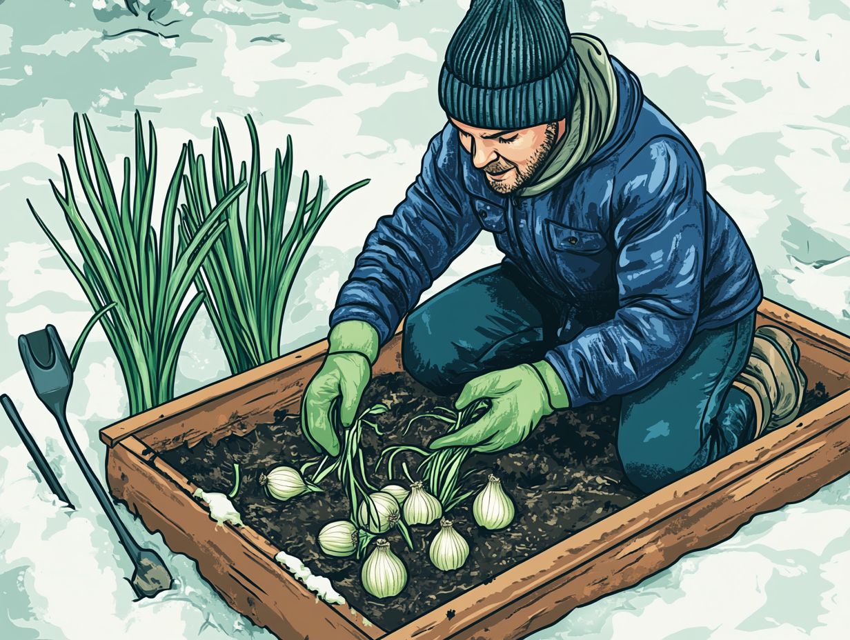 Onions growing in cold weather