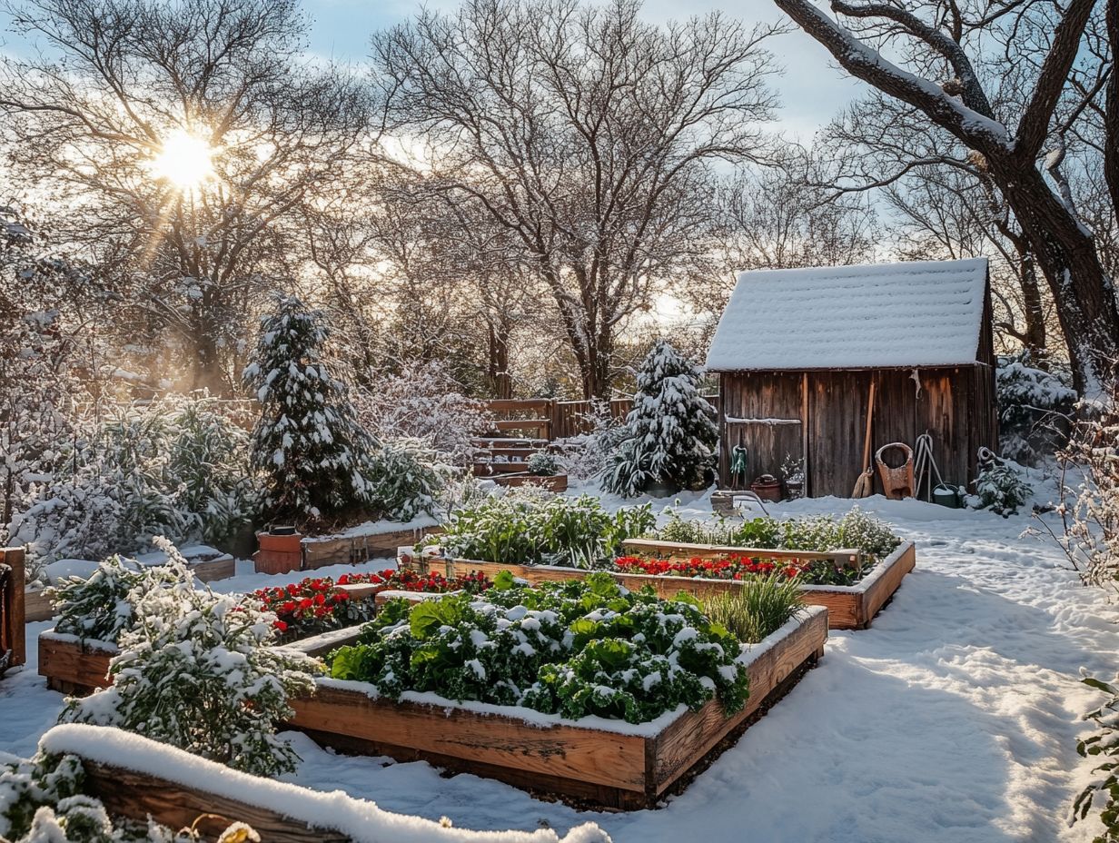 A colorful winter garden with various vegetables