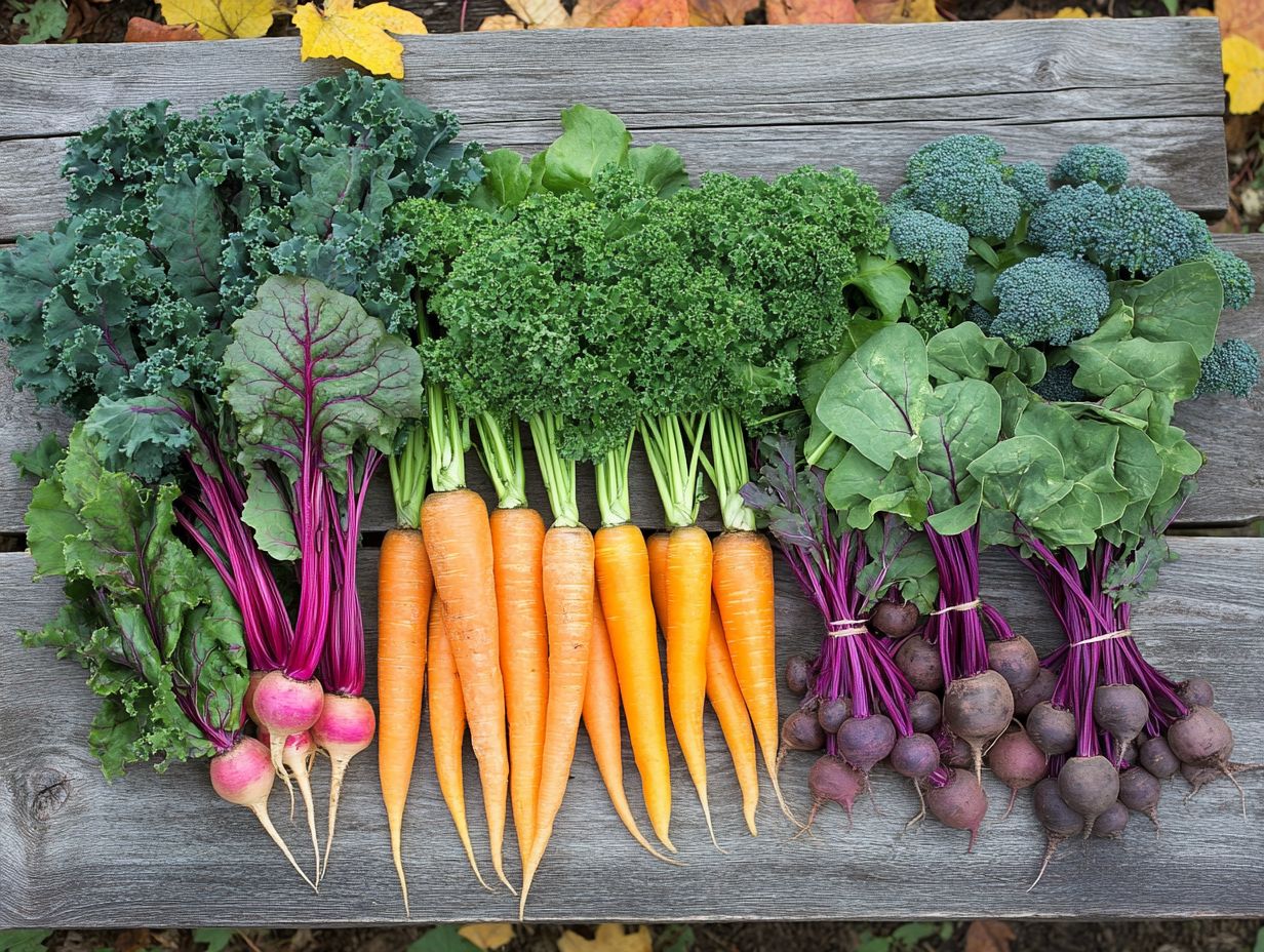 Graphic showing essential vegetables to harvest before frost