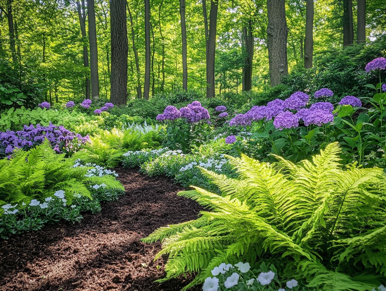 A collage of vibrant shade plants suitable for cold climates