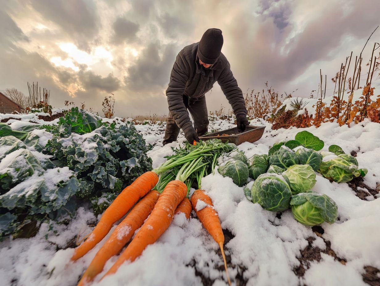 Graphic illustrating tips for maximizing winter vegetable harvest