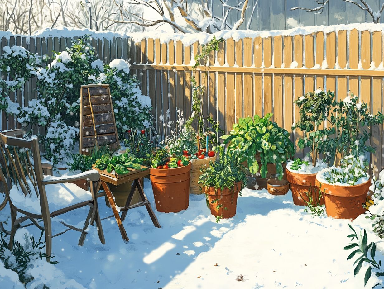 Illustration of winter garden setup