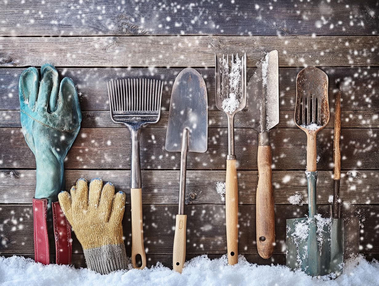 An infographic summarizing frequently asked questions about winter gardening tools.