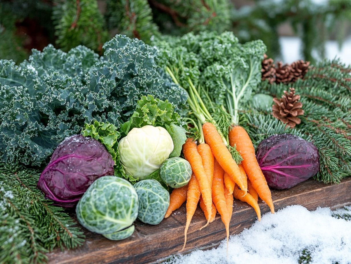 A vibrant display of winter vegetables