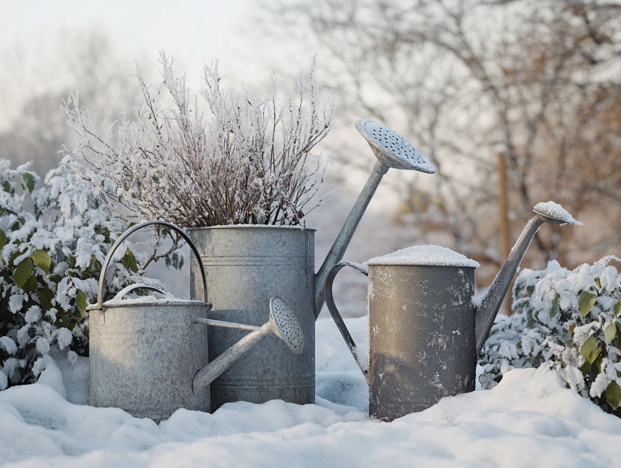 Different materials for watering cans suitable for cold gardens.