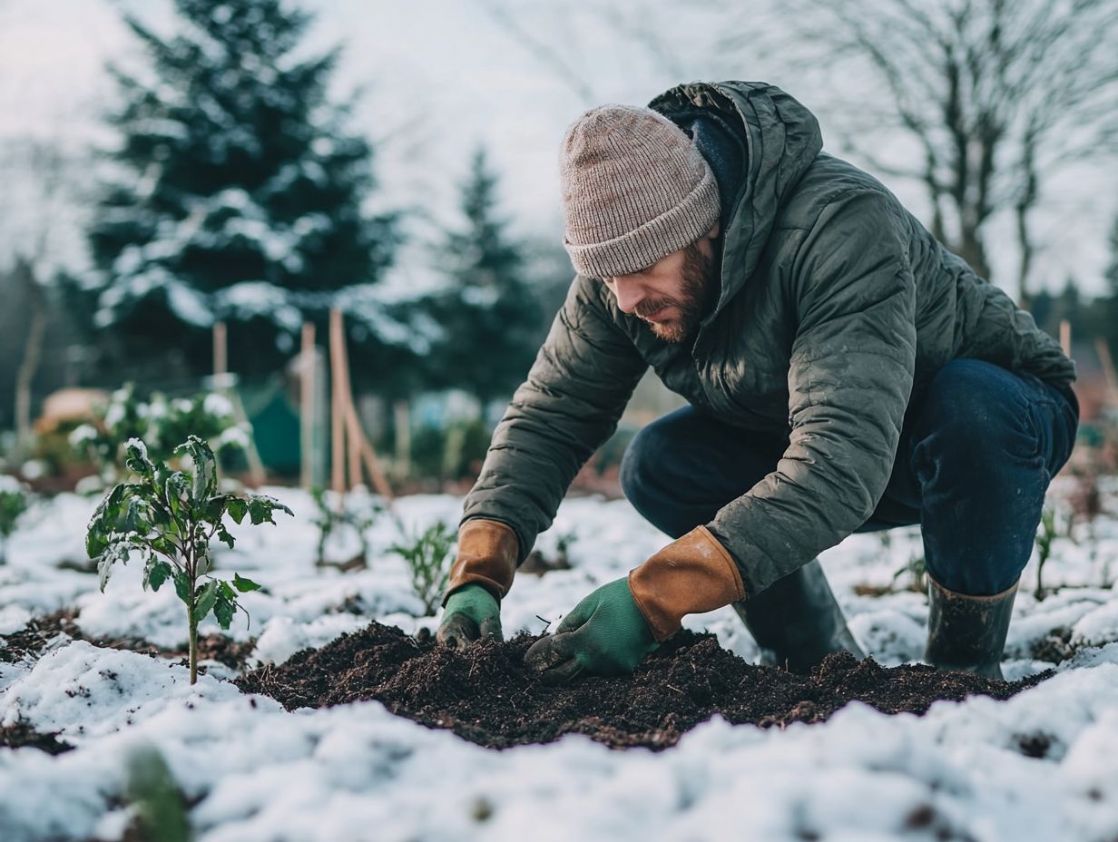 Some tips for preparing soil in cold-climate gardening include adding organic matter, such as compost or manure, to improve soil structure and fertility. Test the soil pH and make necessary adjustments. Using raised beds helps with drainage and warming up the soil.