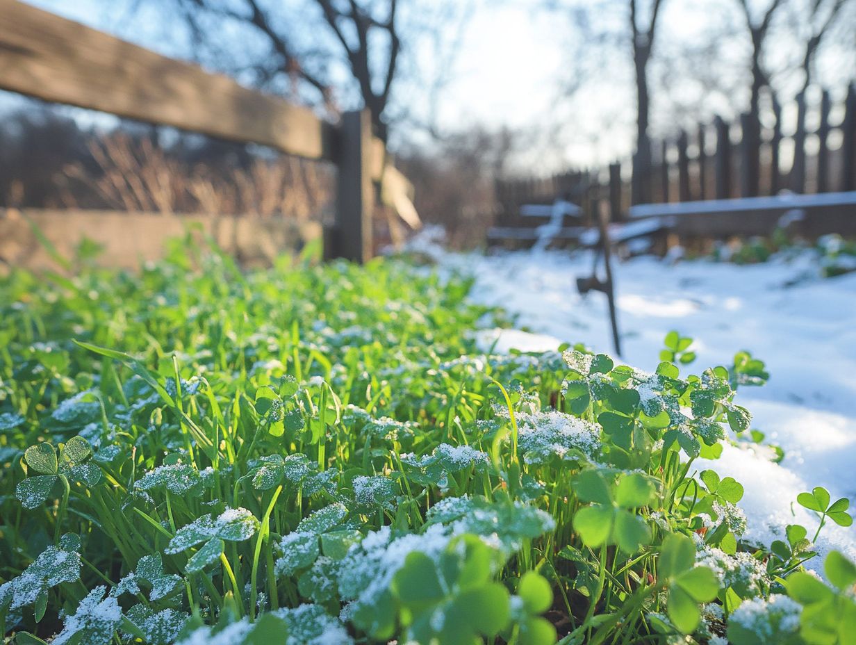 A lush winter garden with cover crops that prevent soil erosion