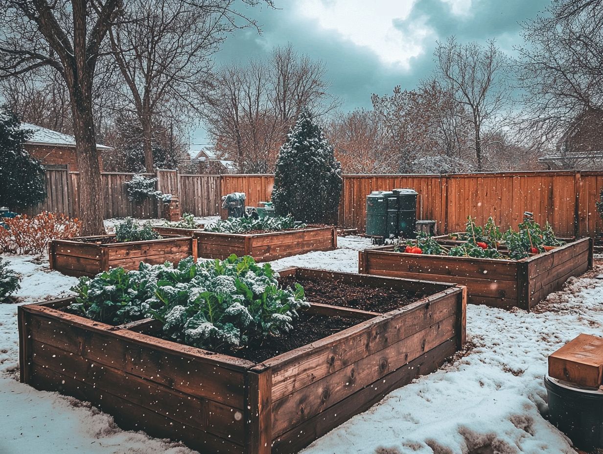 Gardener tending to raised beds for healthy plant growth