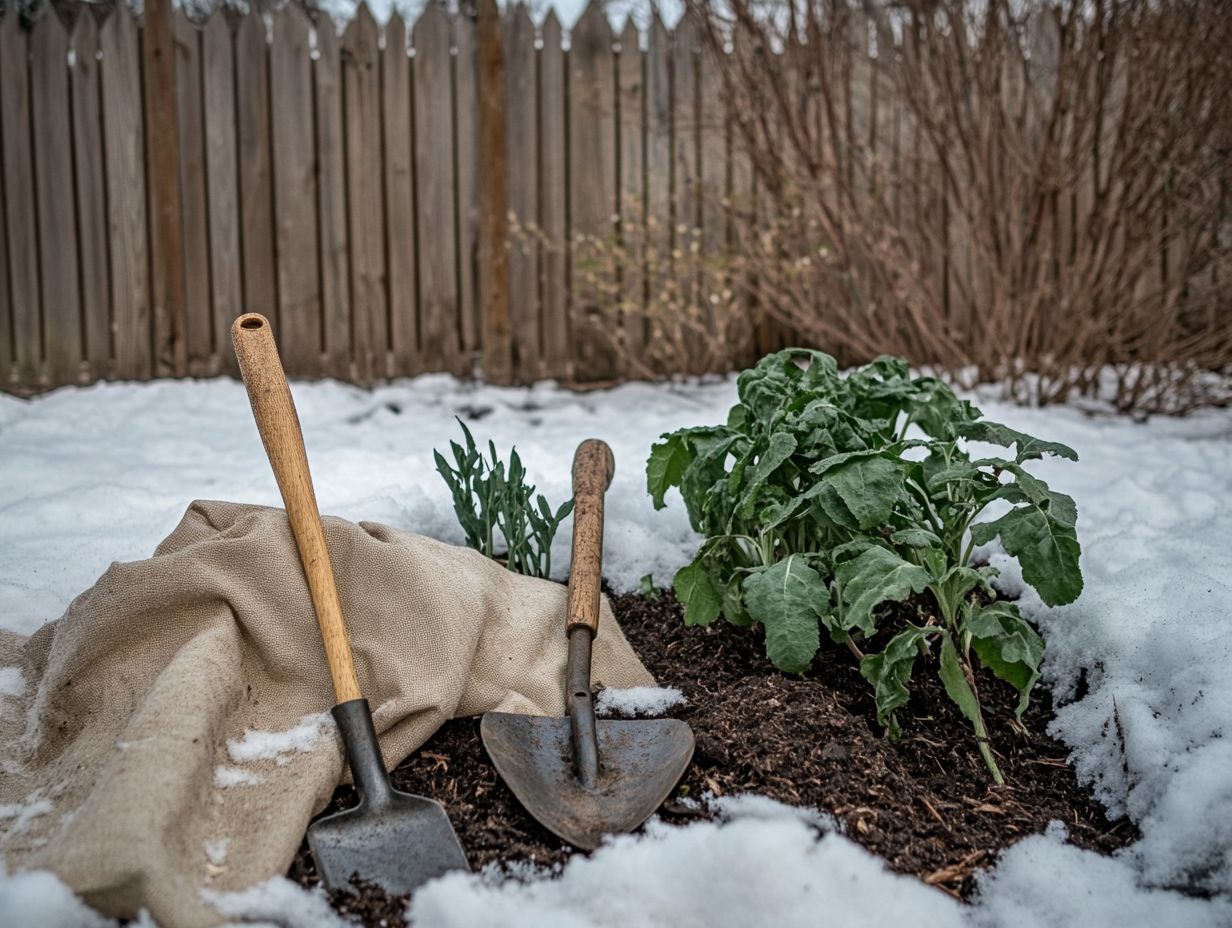 Illustration of essential tools for protecting winter crops