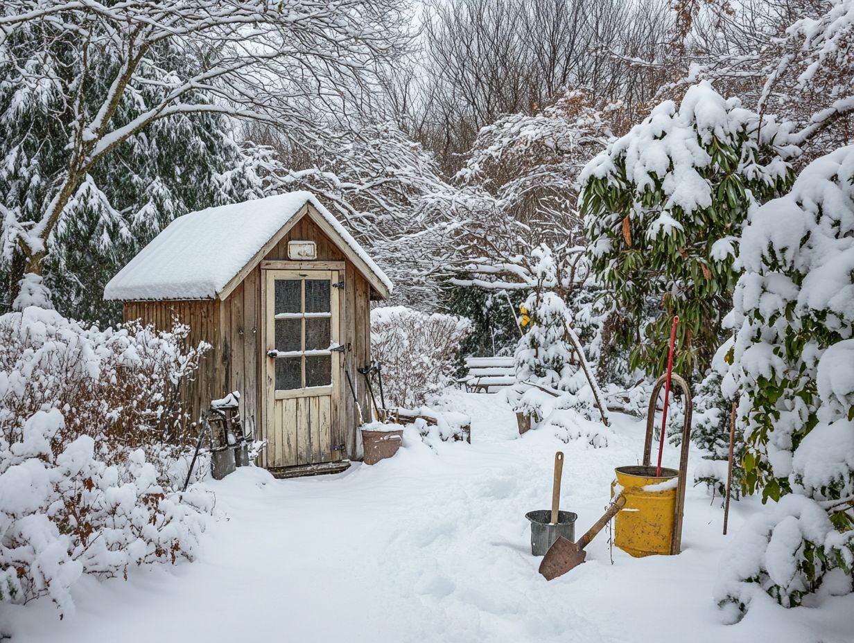 A collection of essential tools for successful snow gardening