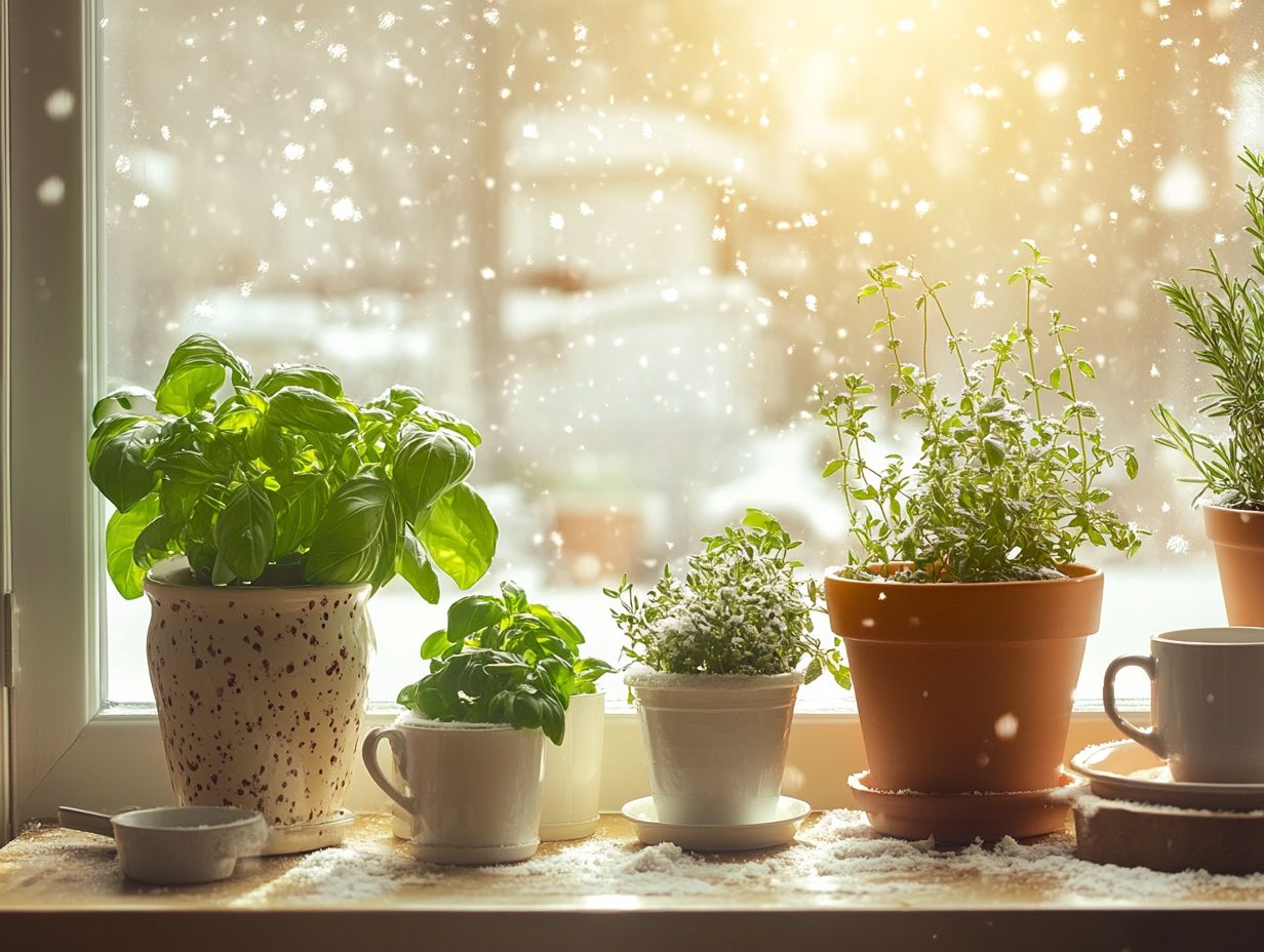 Image showing supplies and setup for growing herbs indoors.