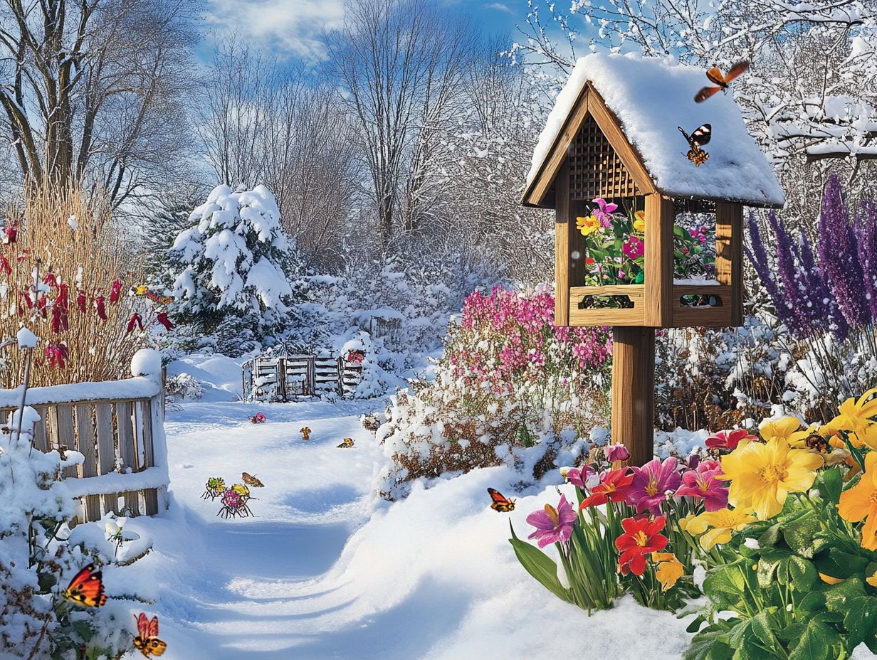 An informative image illustrating how to attract pollinators in winter