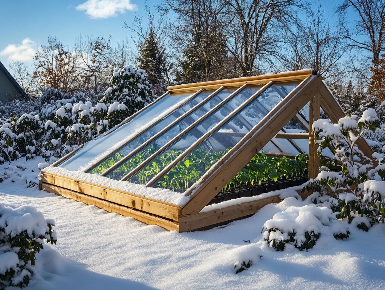 An example of materials and tools needed for building a cold frame for winter gardening.