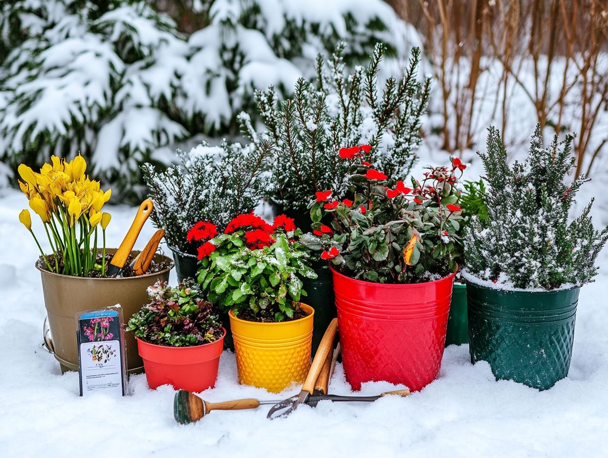 Illustration showing winter garden preparation tips