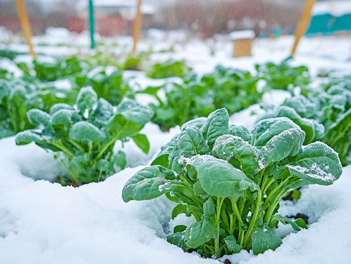 Diagram illustrating key takeaways for growing spinach in cold weather.