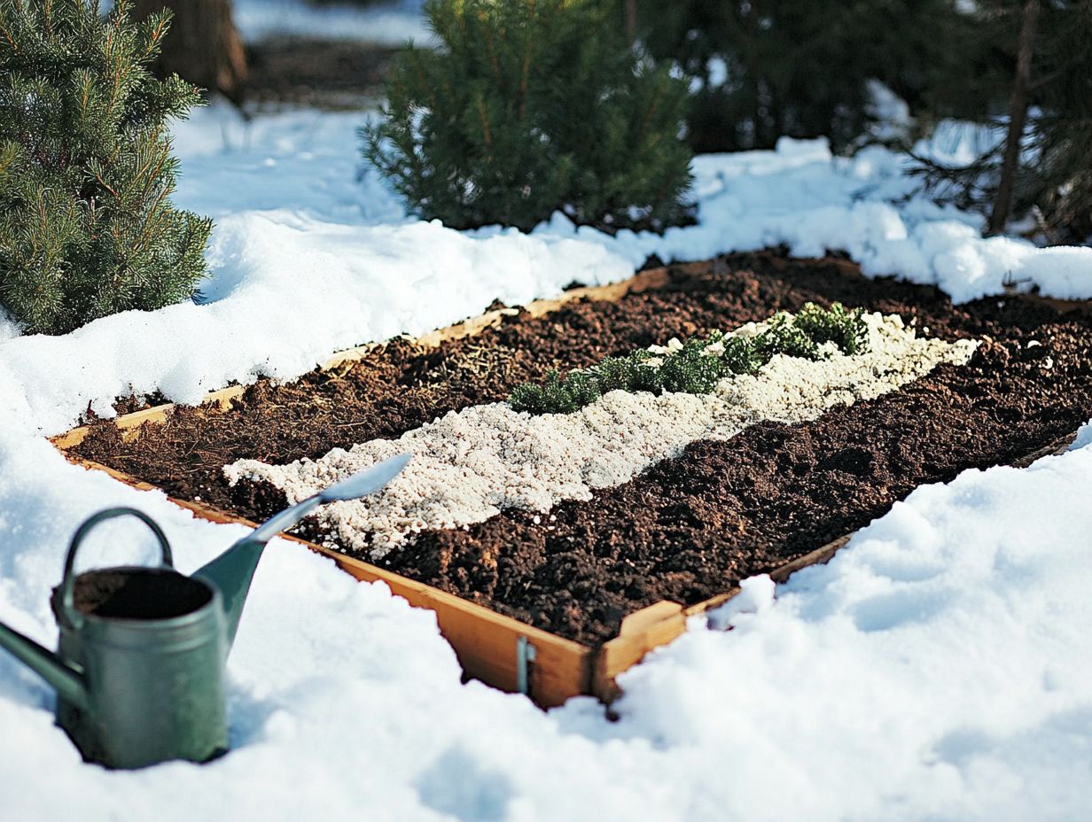 A garden demonstrating proper drainage techniques in cold weather