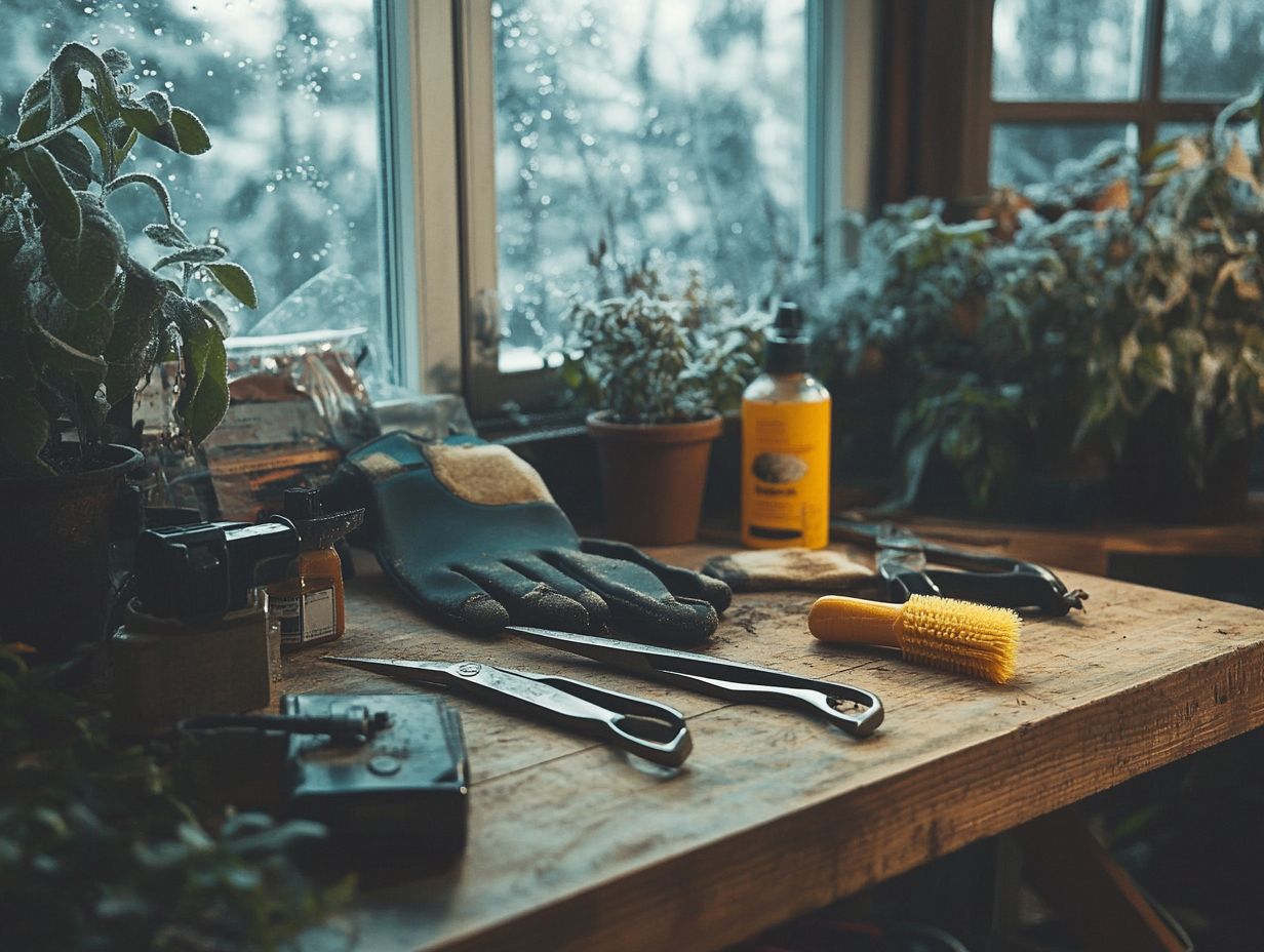 A clean and well-maintained gardening tool set