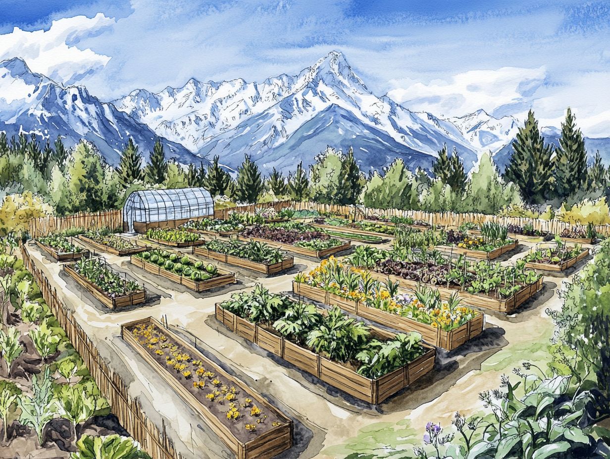 Illustration of an ideal cold-climate garden layout