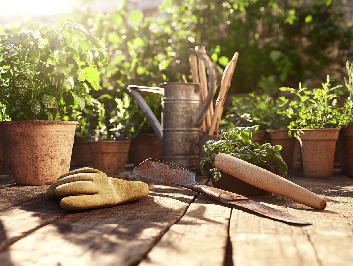 Garden tools organized for effective care