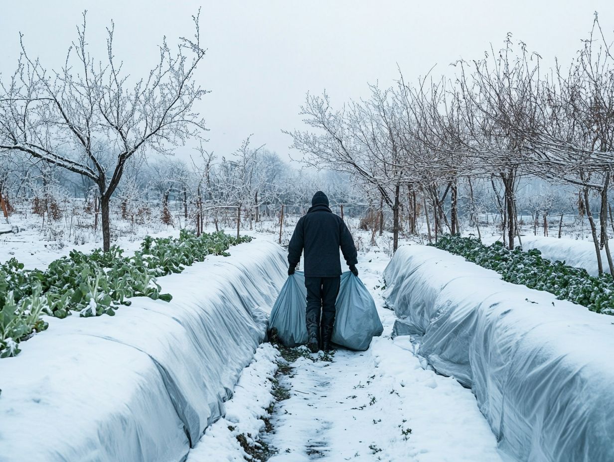 Illustration of protective measures for crops against heavy snow