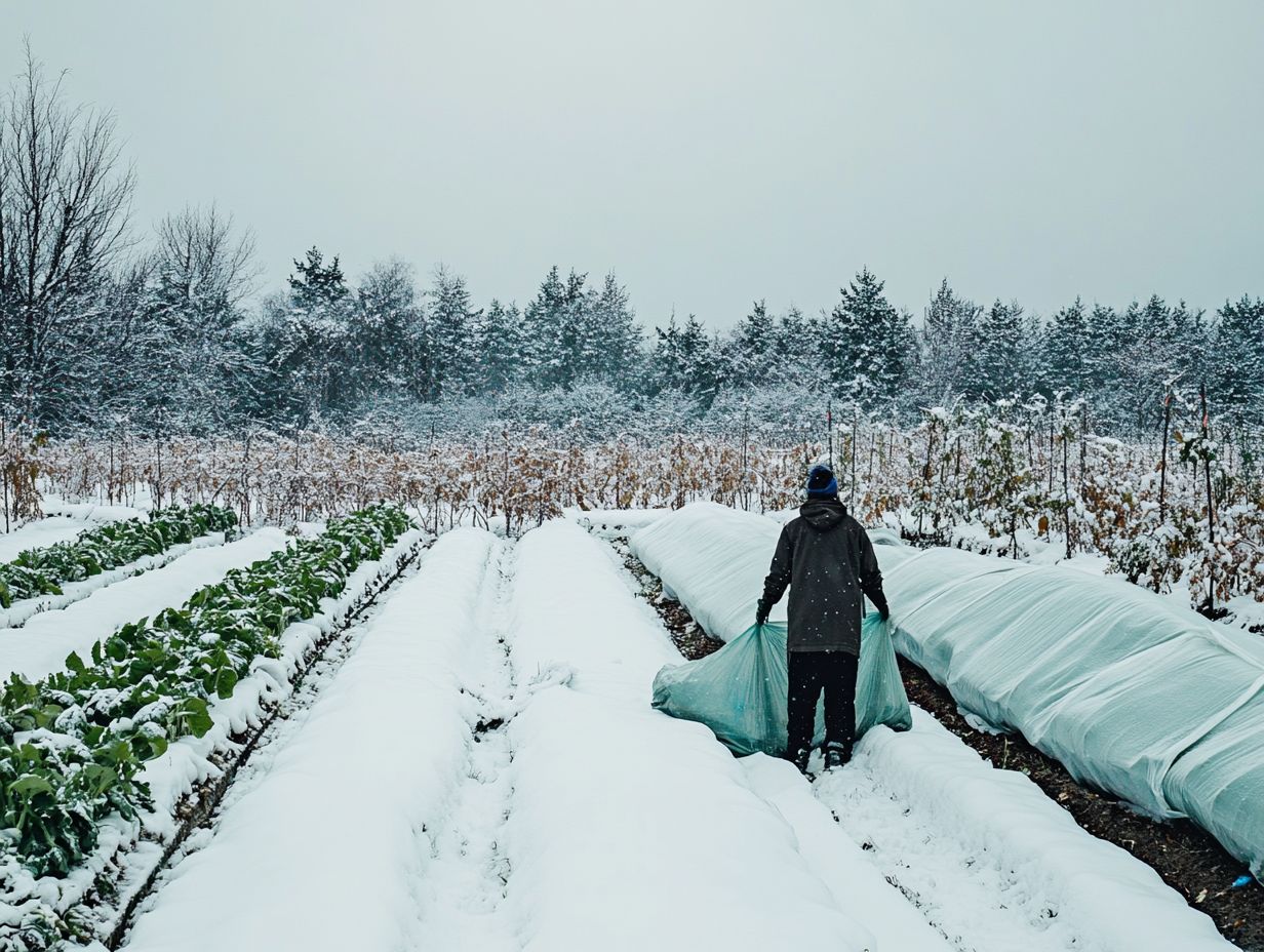 A vibrant garden recovering from snow damage with healthy crops.