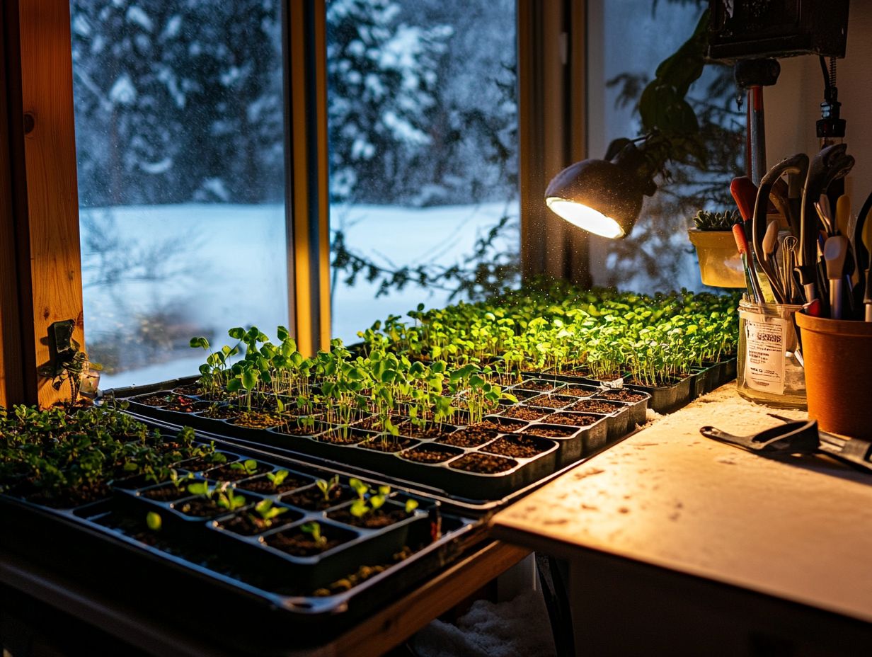 Image of materials and equipment needed for indoor seed starting