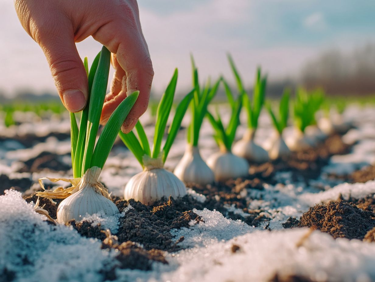 Image showing the process of planting garlic during winter