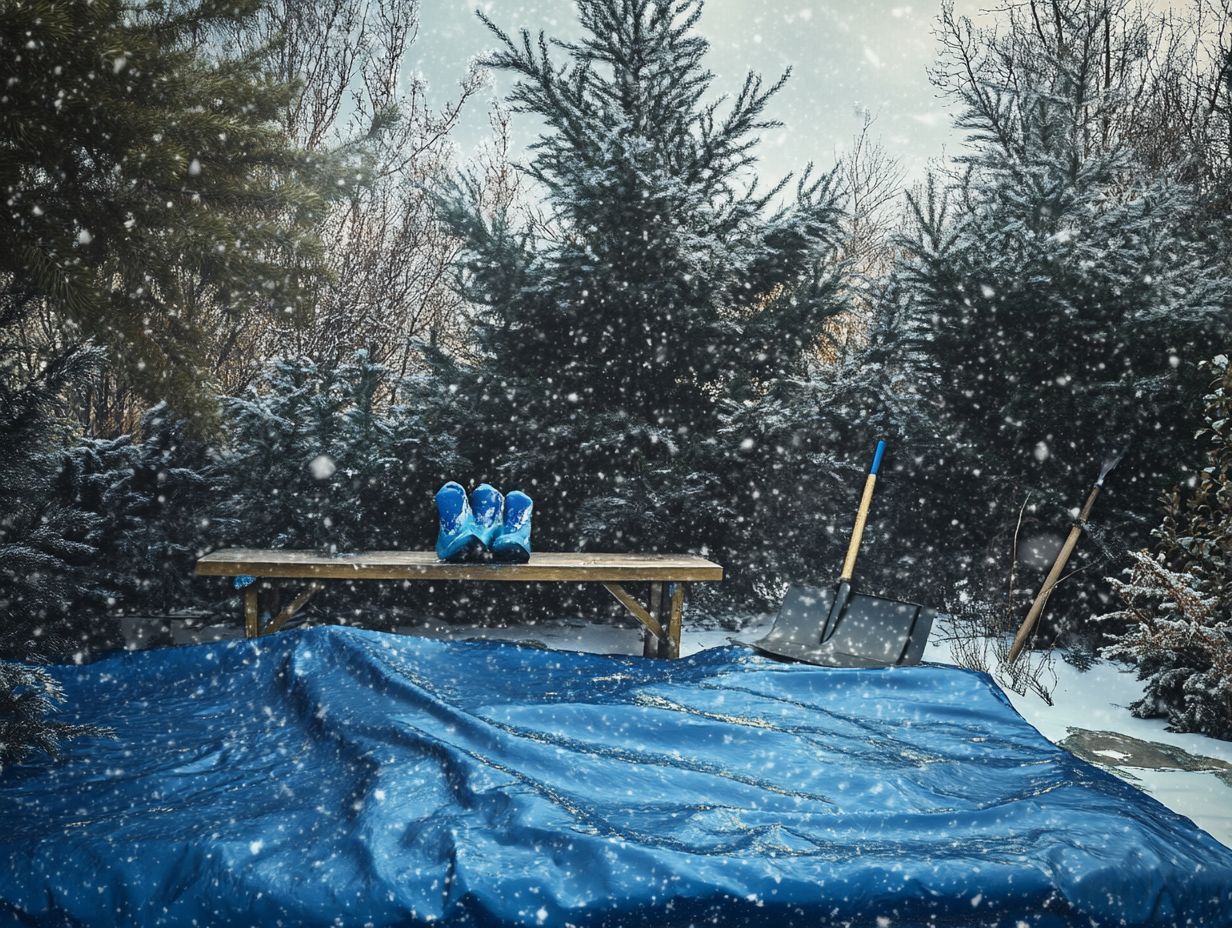 A visual guide for using garden tarps in winter