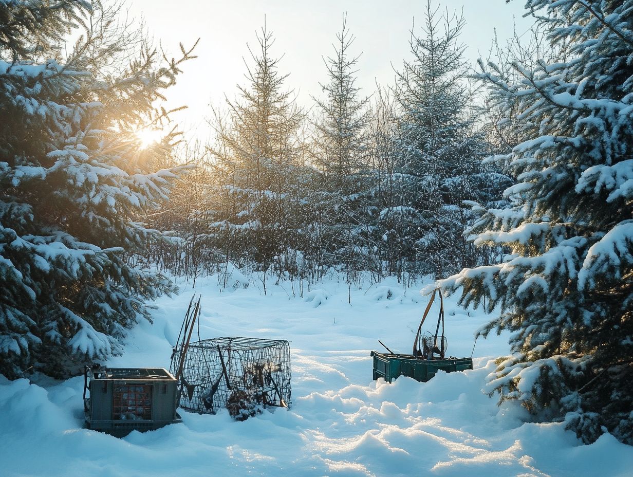 Example of winter traps, including snap and live traps