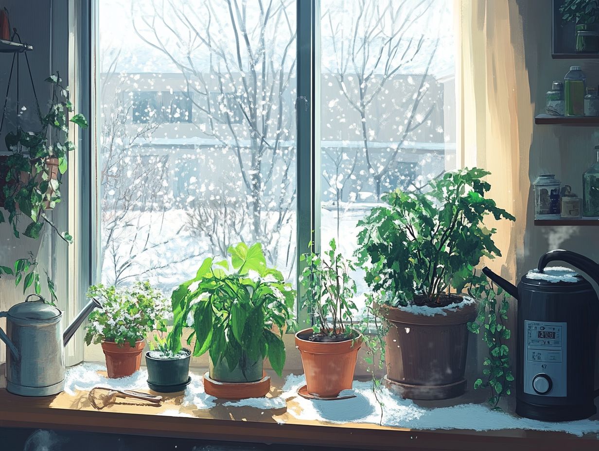 What are the best ways to maintain moisture levels in winter gardens?