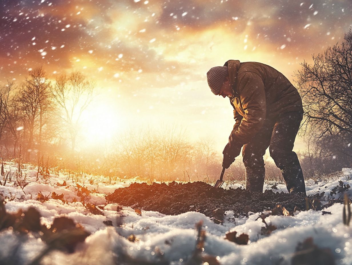 A variety of winter cover crops and mulching techniques to protect soil in winter.