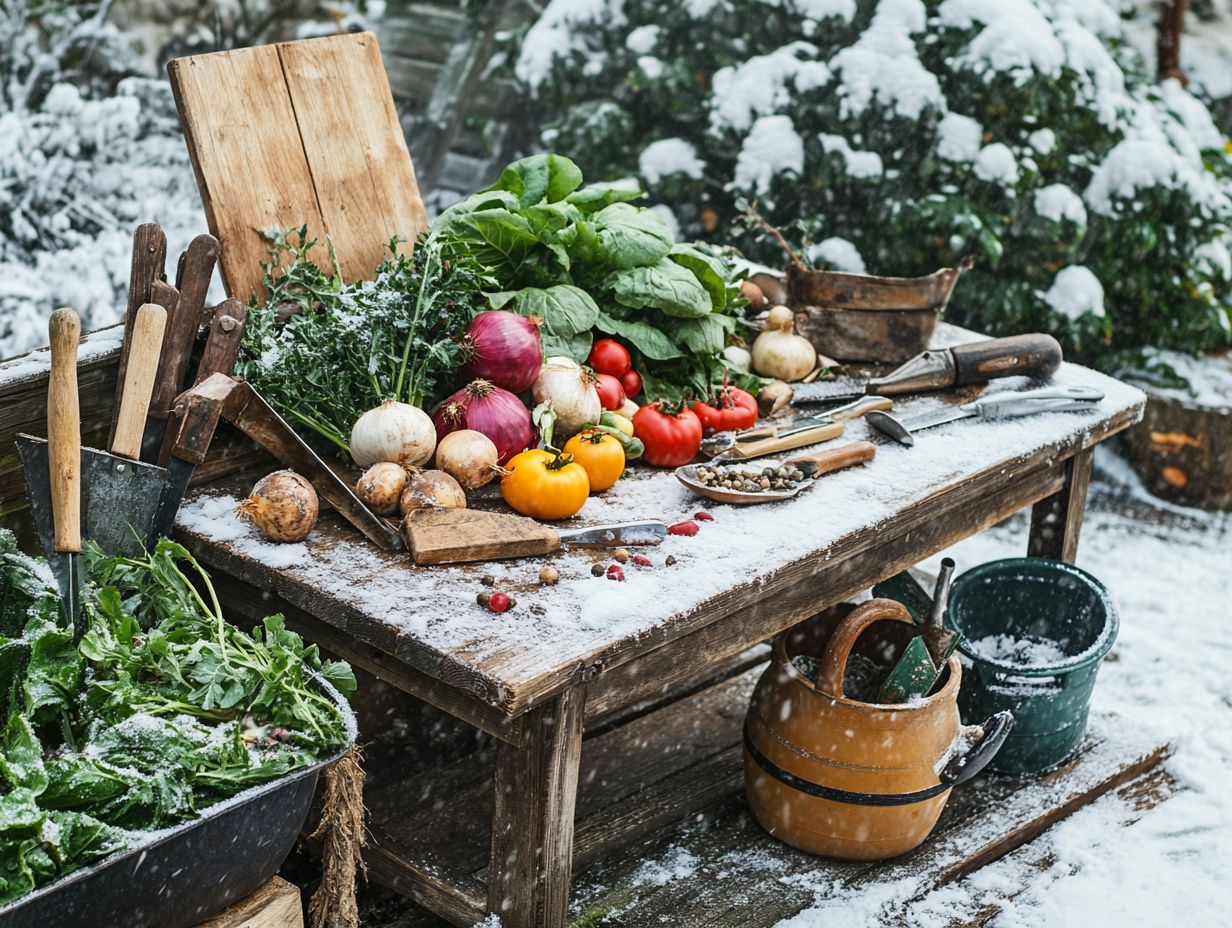 A beautiful winter garden decorated with seasonal elements