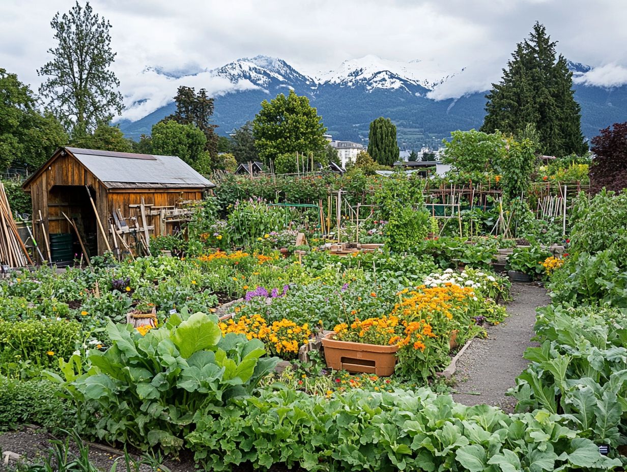 Image showing various cold-climate plants suitable for urban gardens.