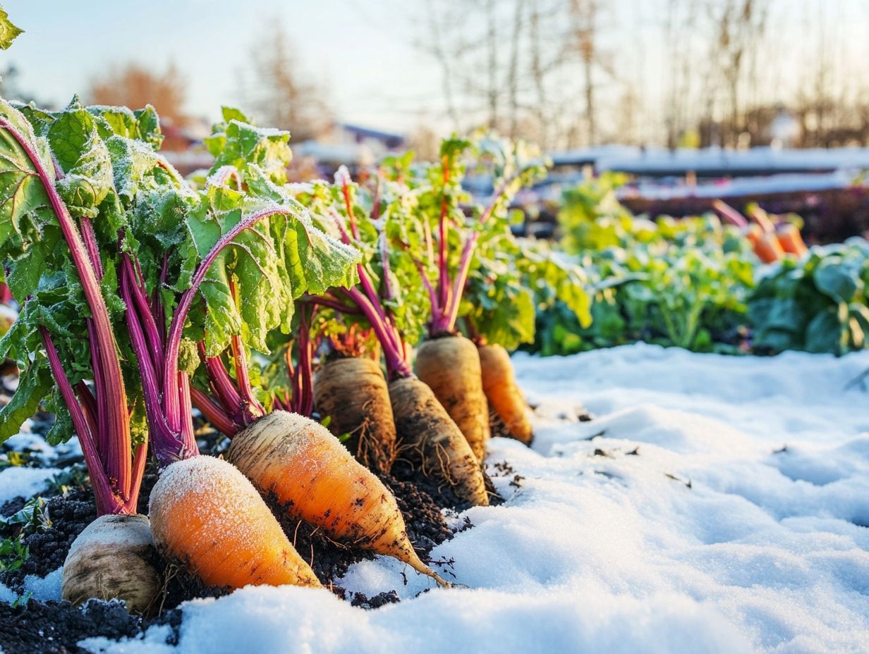 Vibrant root vegetables protected from frost