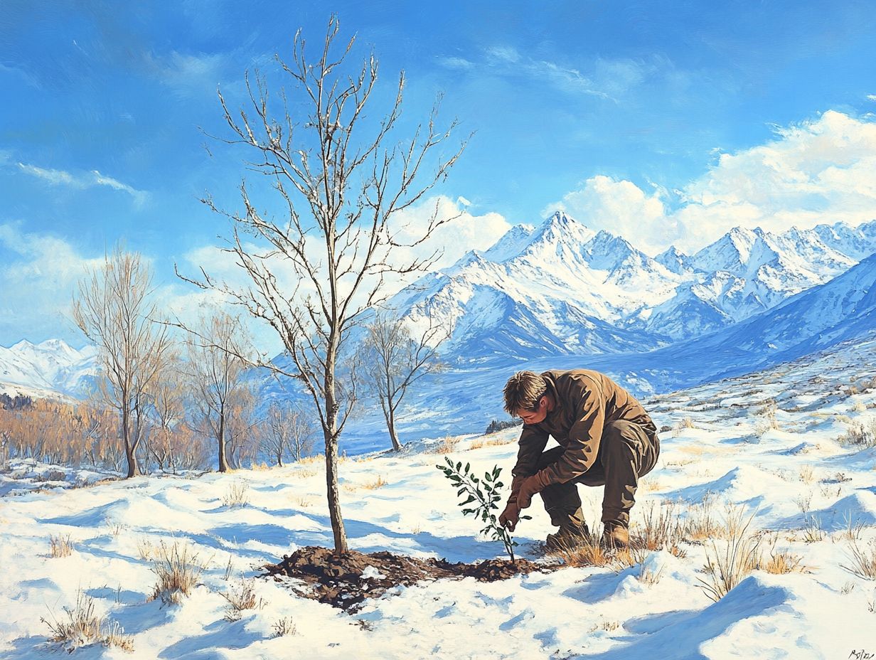 Illustration of Best Practices for Planting Trees in Cold Climates