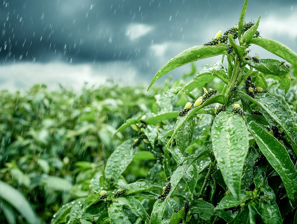 Illustration showing the connection between weather and pests