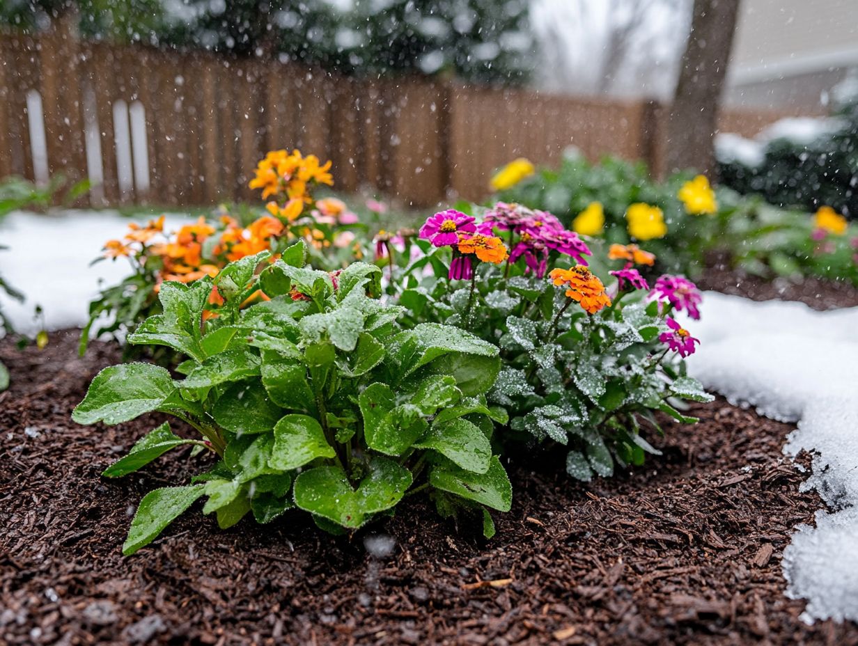 How does mulching protect plants in cold climates?