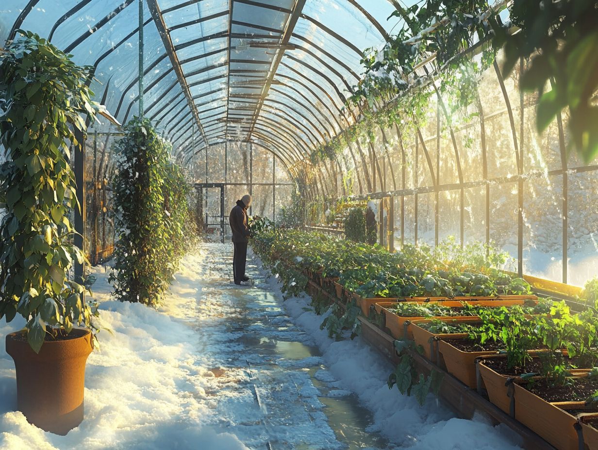 How do greenhouses protect crops during winter?