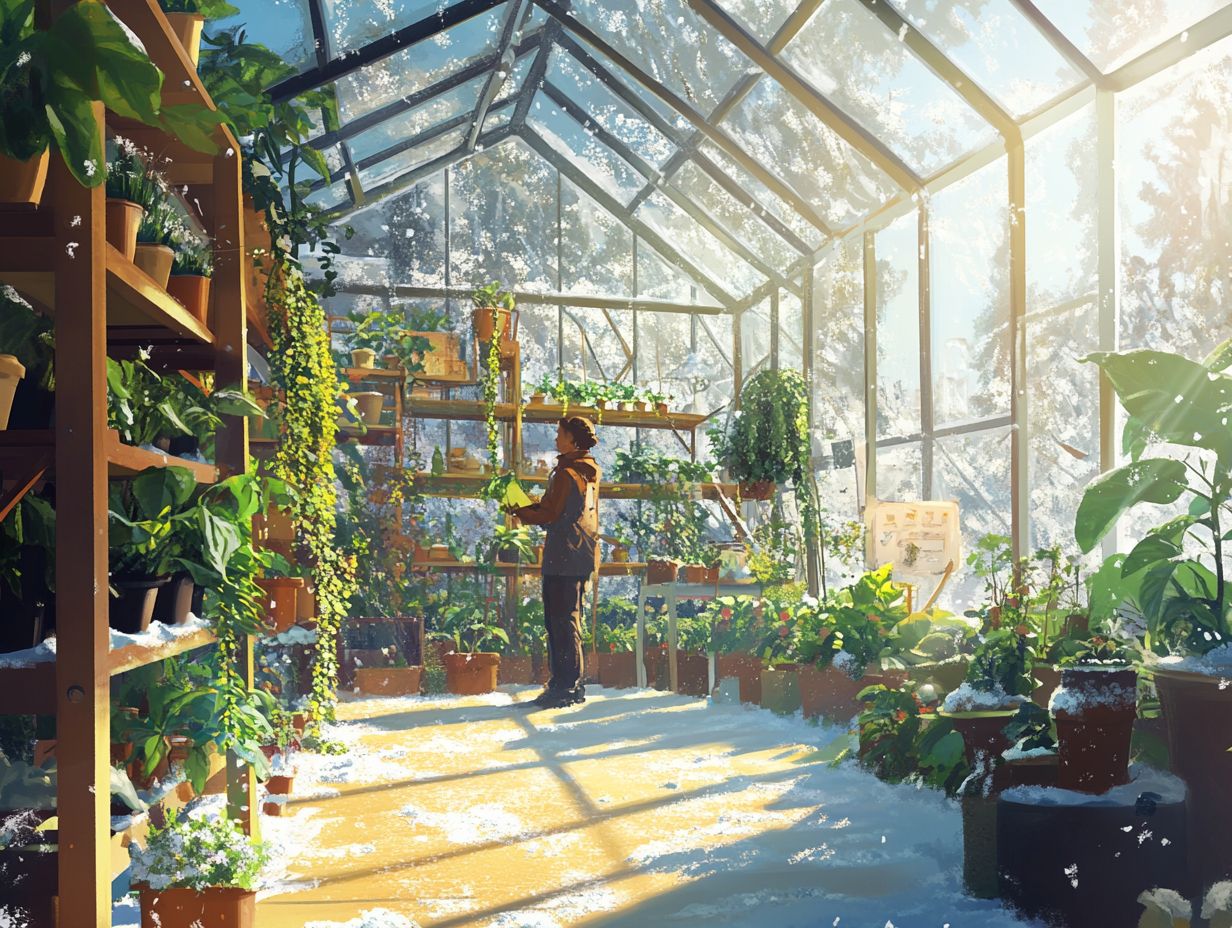 Illustration depicting key takeaways about greenhouses and winter crops.