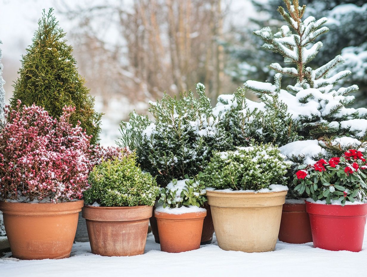 A variety of low-maintenance plants suitable for cold climates in winter.