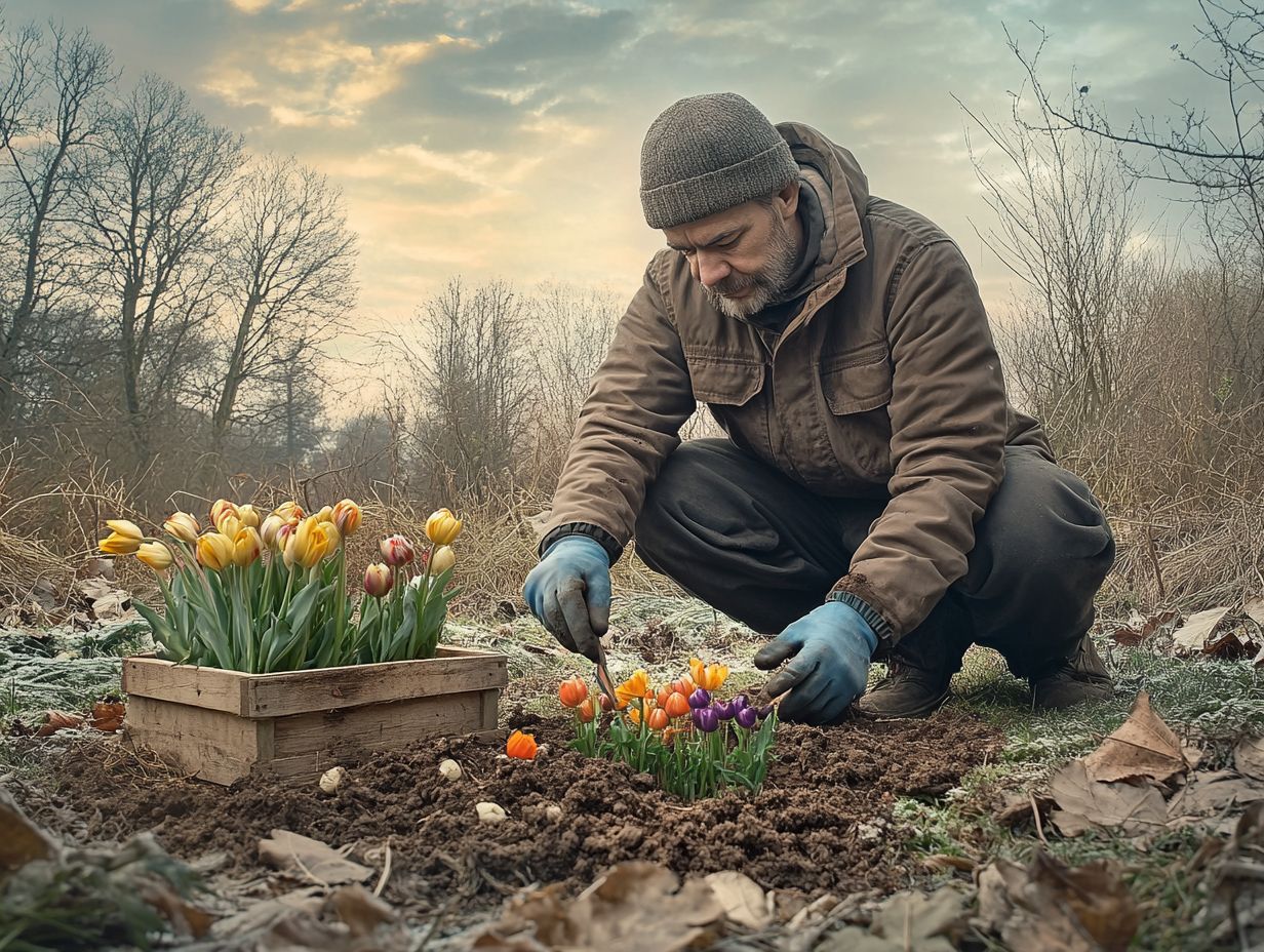 A beautiful garden showcasing spring blooms from planted bulbs