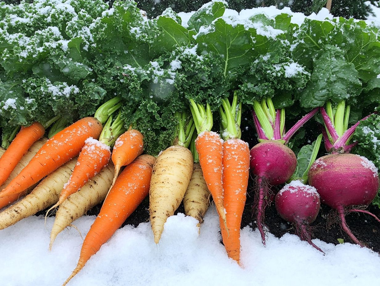 Gardening setup for cold-weather crops with equipment and soil preparation