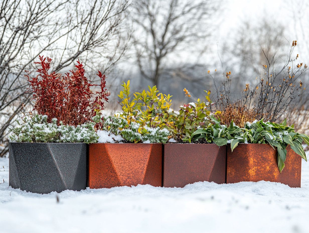 DIY cold-climate planters in a garden setting