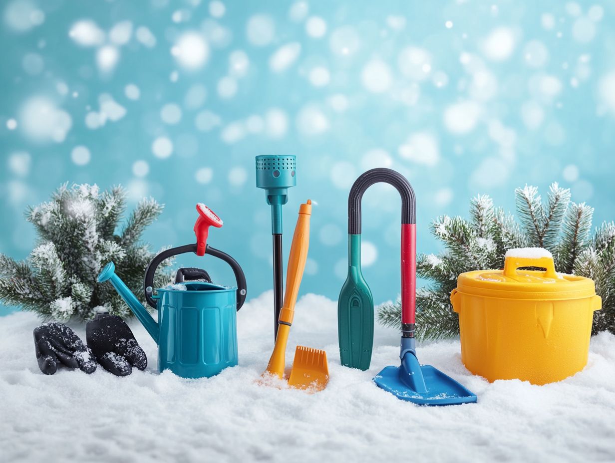 Infographic illustrating the top eight essential watering tools for winter gardening